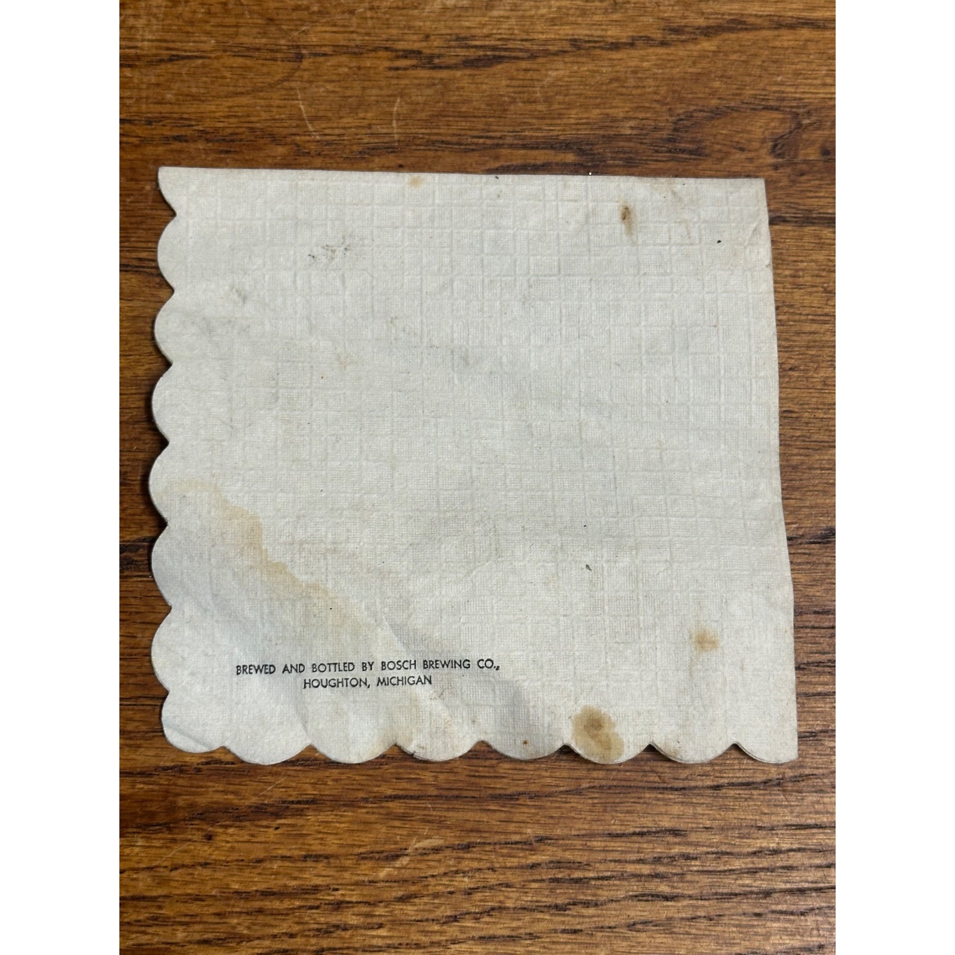 Vintage Bosch Beer Houghton Michigan Advertising Paper Bar Napkin