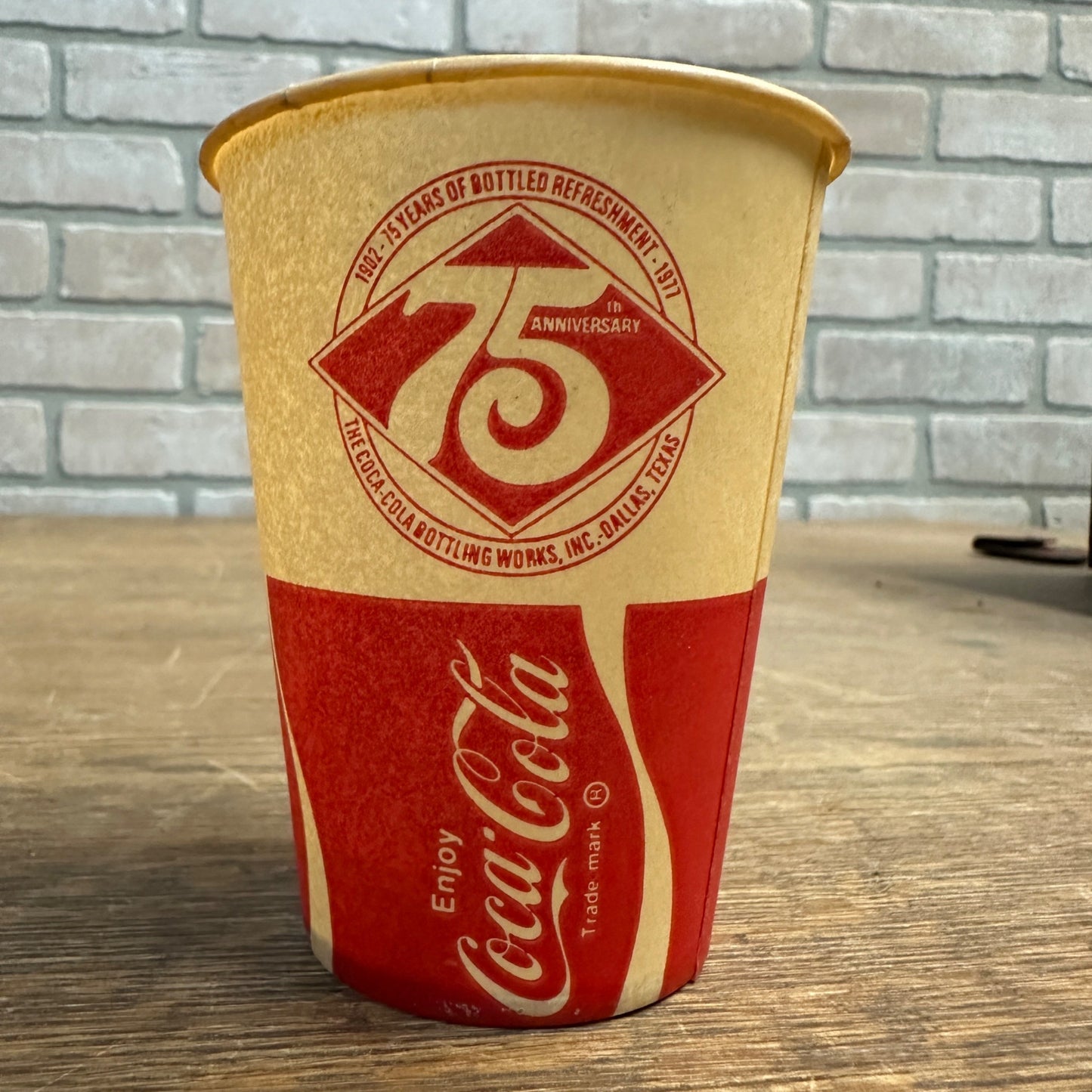 Coca Cola 75th Anniversary 1977 Soda Paper Cup Dallas Texas