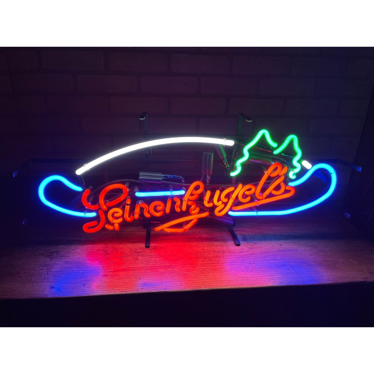 Vintage Jacob Leinenkugel Brewing Co. Neon Advertising Sign With Northwoods Pine Trees & Canoe Chippewa Falls, WI