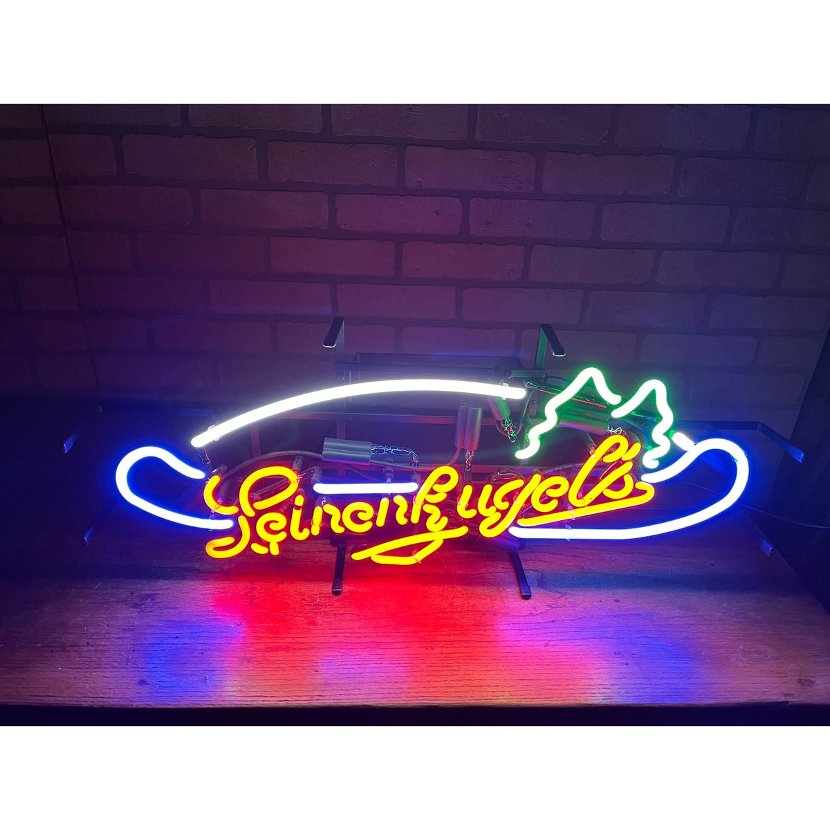 Vintage Jacob Leinenkugel Brewing Co. Neon Advertising Sign With Northwoods Pine Trees & Canoe Chippewa Falls, WI