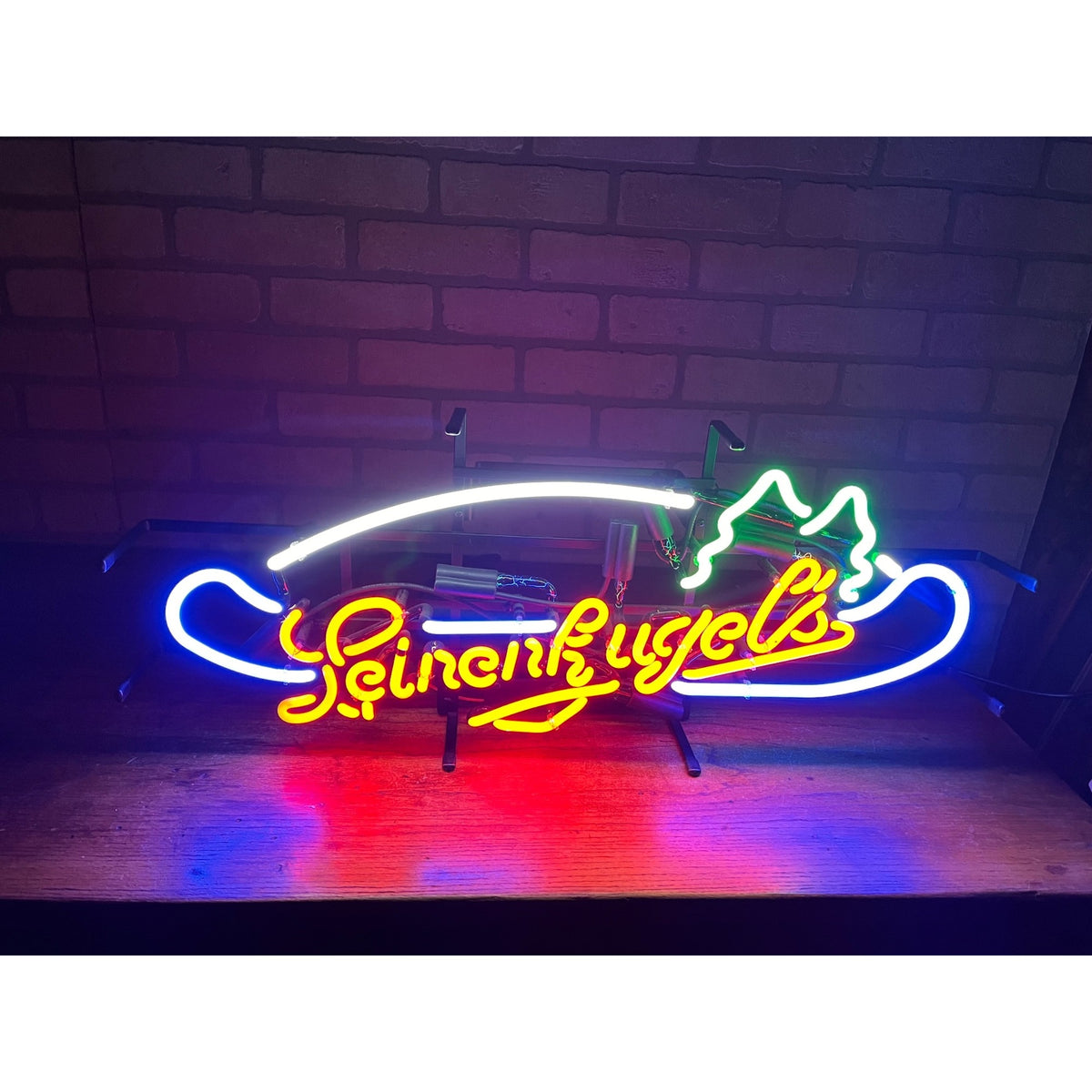 Vintage Jacob Leinenkugel Brewing Co. Neon Advertising Sign With Northwoods Pine Trees & Canoe Chippewa Falls, WI