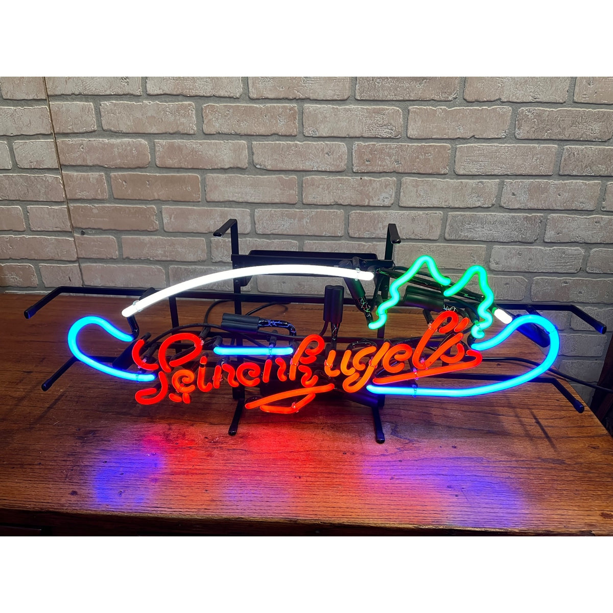 Vintage Jacob Leinenkugel Brewing Co. Neon Advertising Sign With Northwoods Pine Trees & Canoe Chippewa Falls, WI
