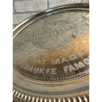 Vintage Early 1900s Schlitz Beer Pre-Prohibition Etched Nickel Plated Tray