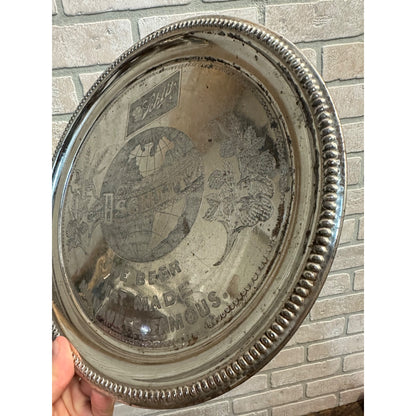 Vintage Early 1900s Schlitz Beer Pre-Prohibition Etched Nickel Plated Tray