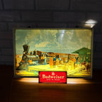 RARE Vintage 1950s Budweiser Beer Lighted Sign Old West Train Depot Scene