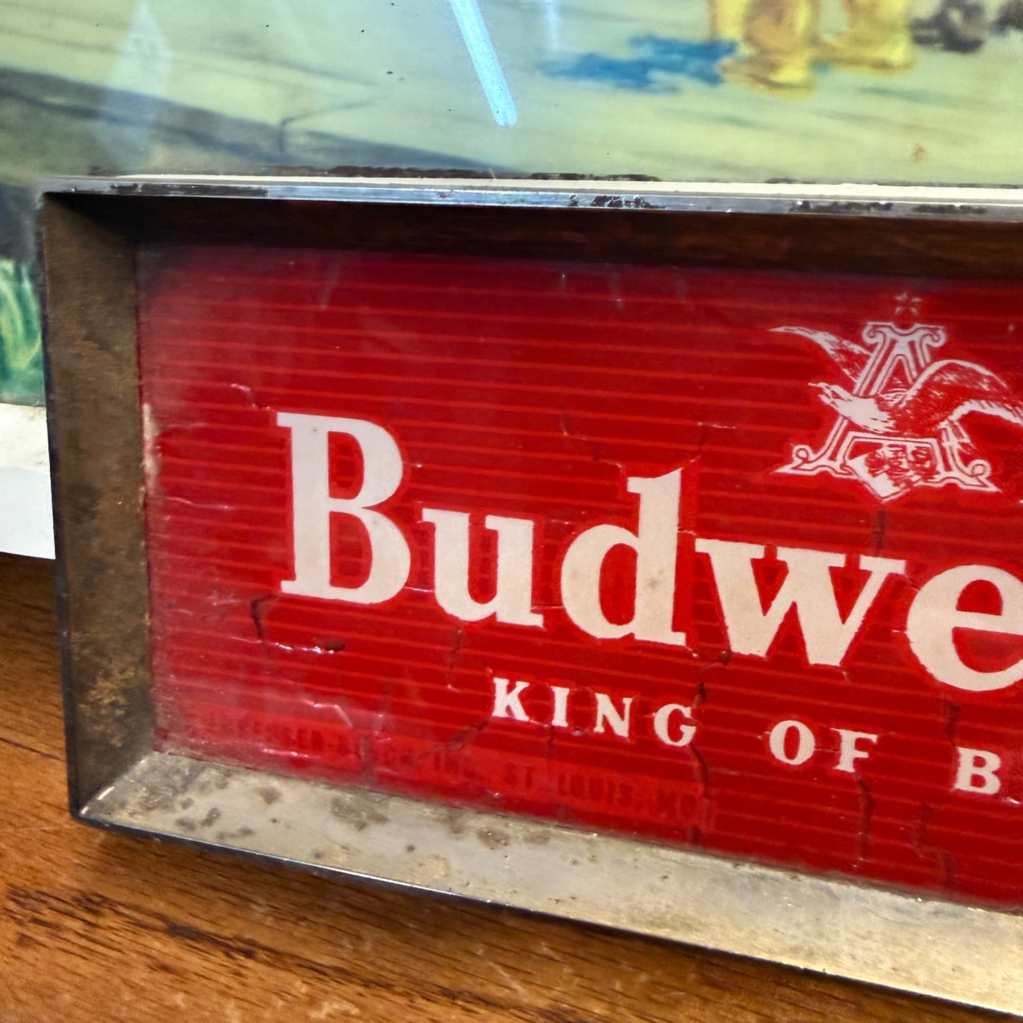 RARE Vintage 1950s Budweiser Beer Lighted Sign Old West Train Depot Scene
