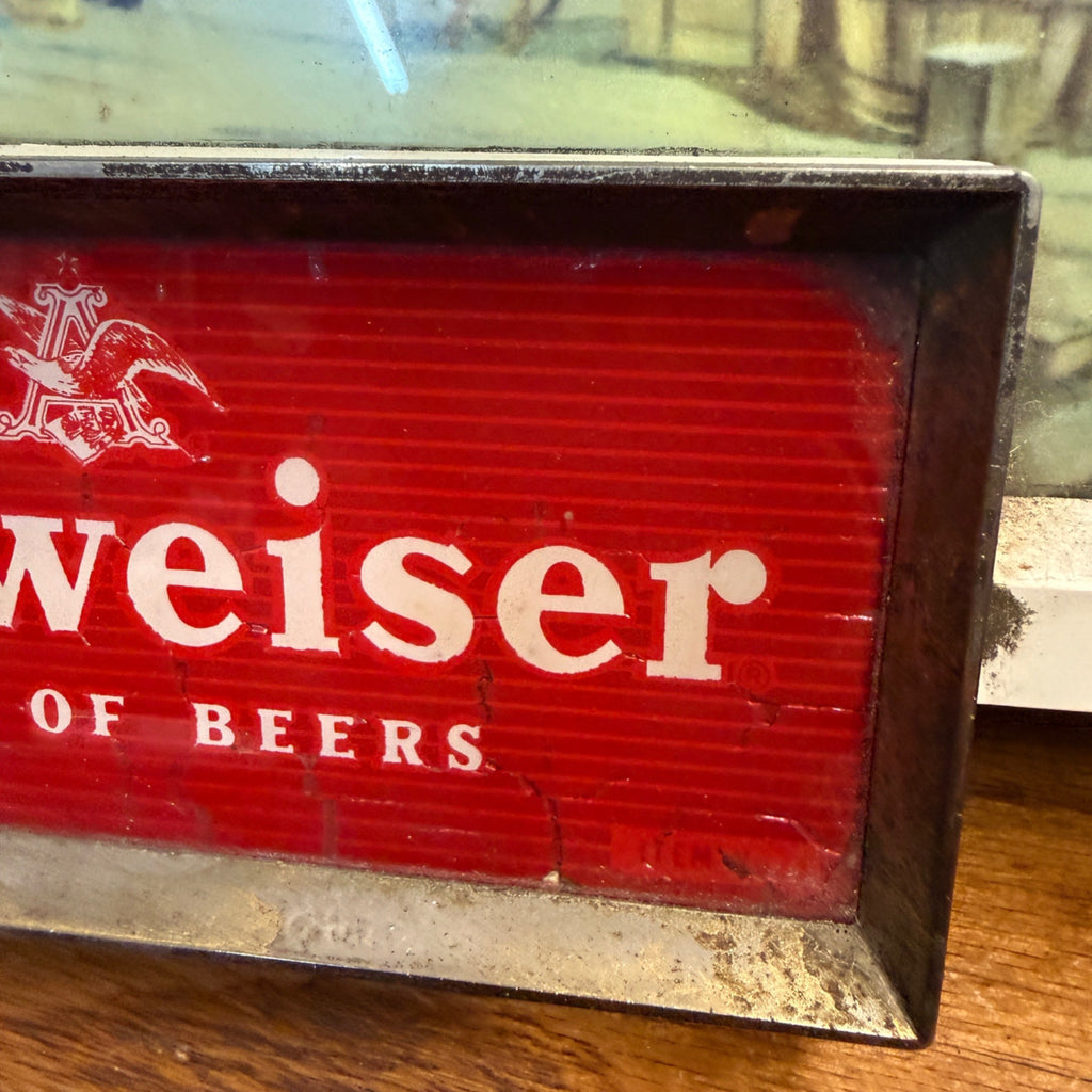 RARE Vintage 1950s Budweiser Beer Lighted Sign Old West Train Depot Scene