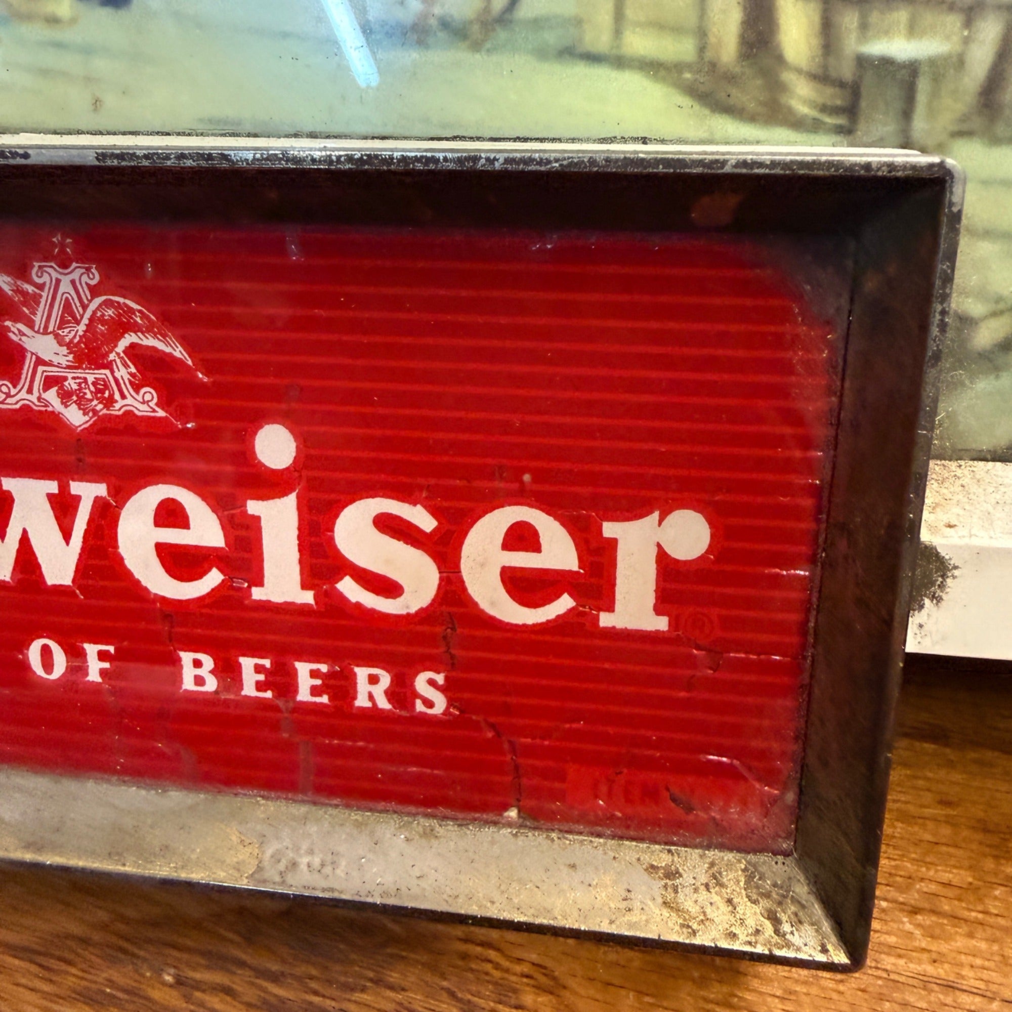 RARE Vintage 1950s Budweiser Beer Lighted Sign Old West Train Depot Scene