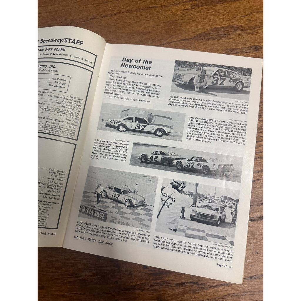 1977 Fair Stock 150 Car Race National Championship Souvenir Program Wisconsin