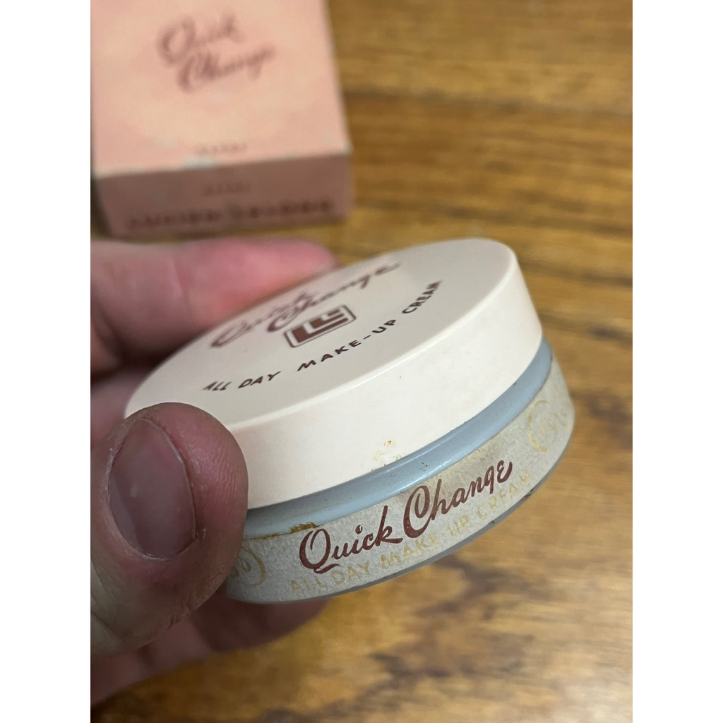 Vintage 1950s Havoc Quick Change Make-Up Cream Lucien Lelong NOS Milk Glass Jar