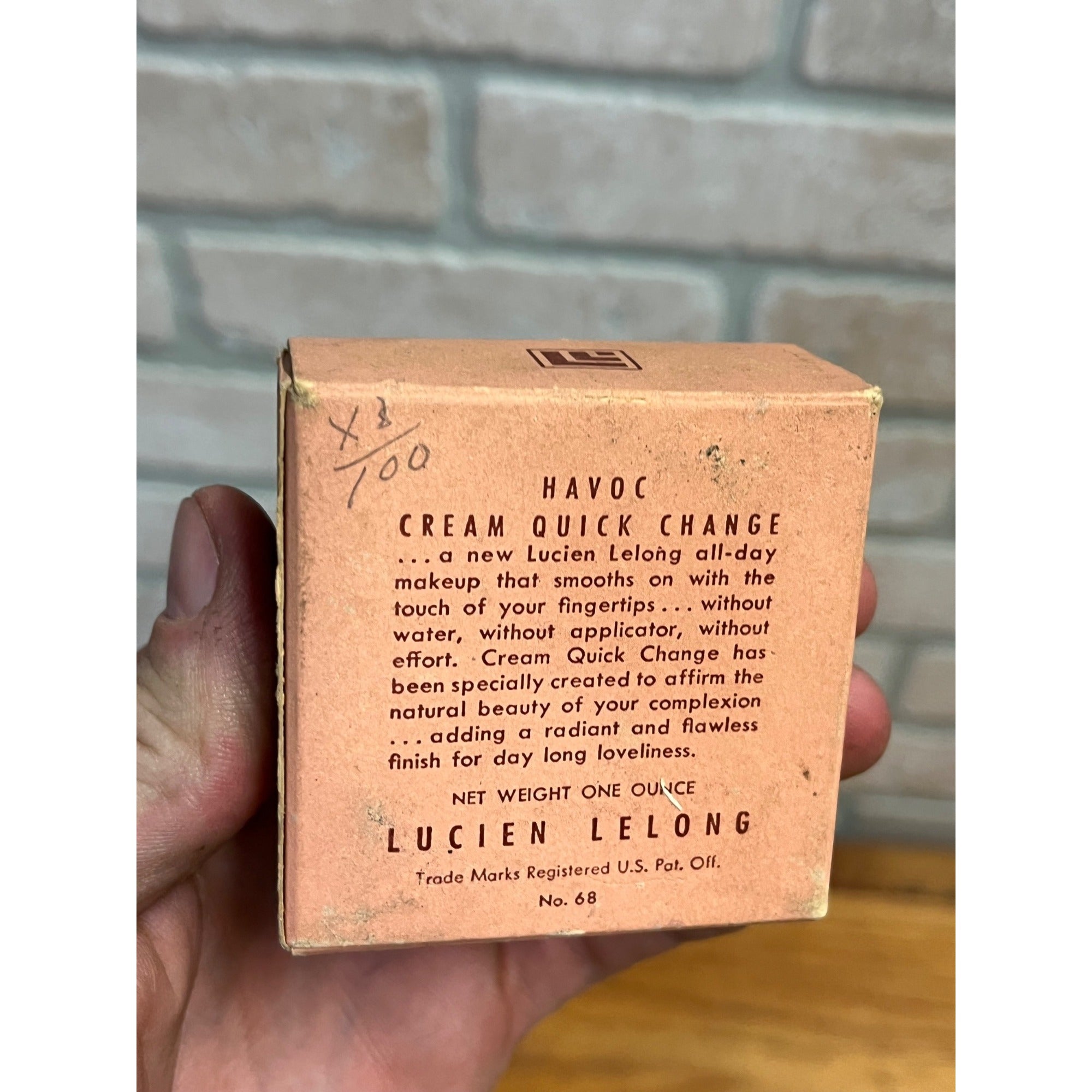 Vintage 1950s Havoc Quick Change Make-Up Cream Lucien Lelong NOS Milk Glass Jar