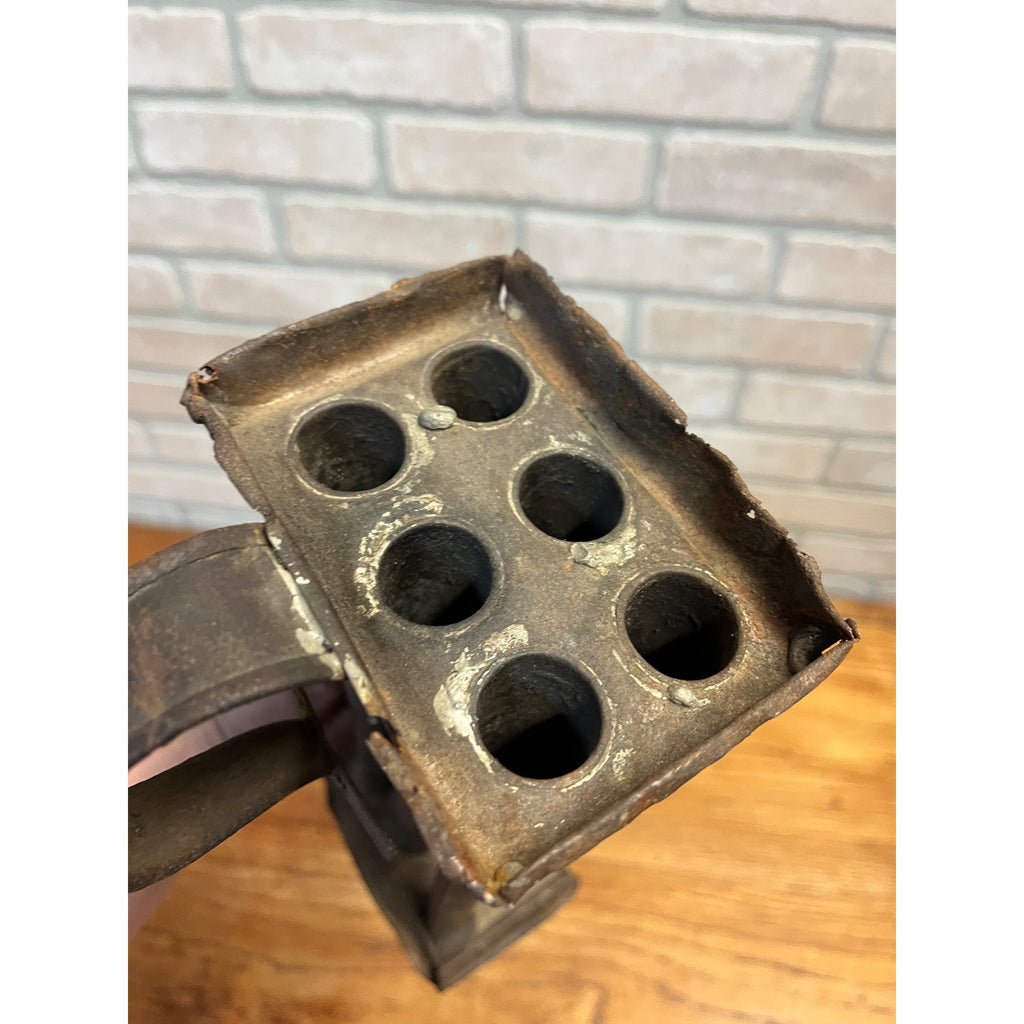 Antique Primitive 19th c. 6-Slot Candle Mold Tin Farmhouse Folk Art AAFA