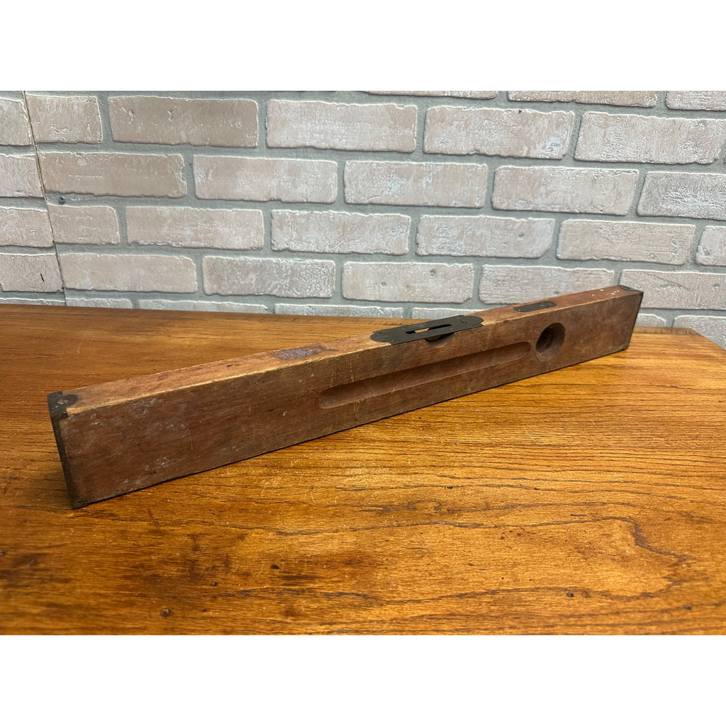 Antique Vintage Stanley Rule & Level Co. Patent 1896 Wood & Brass 26" Level