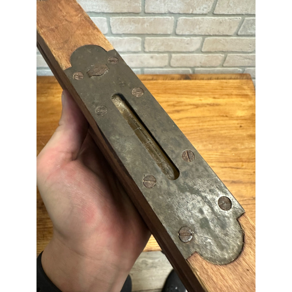 Antique Vintage Stanley Rule & Level Co. Patent 1896 Wood & Brass 26" Level
