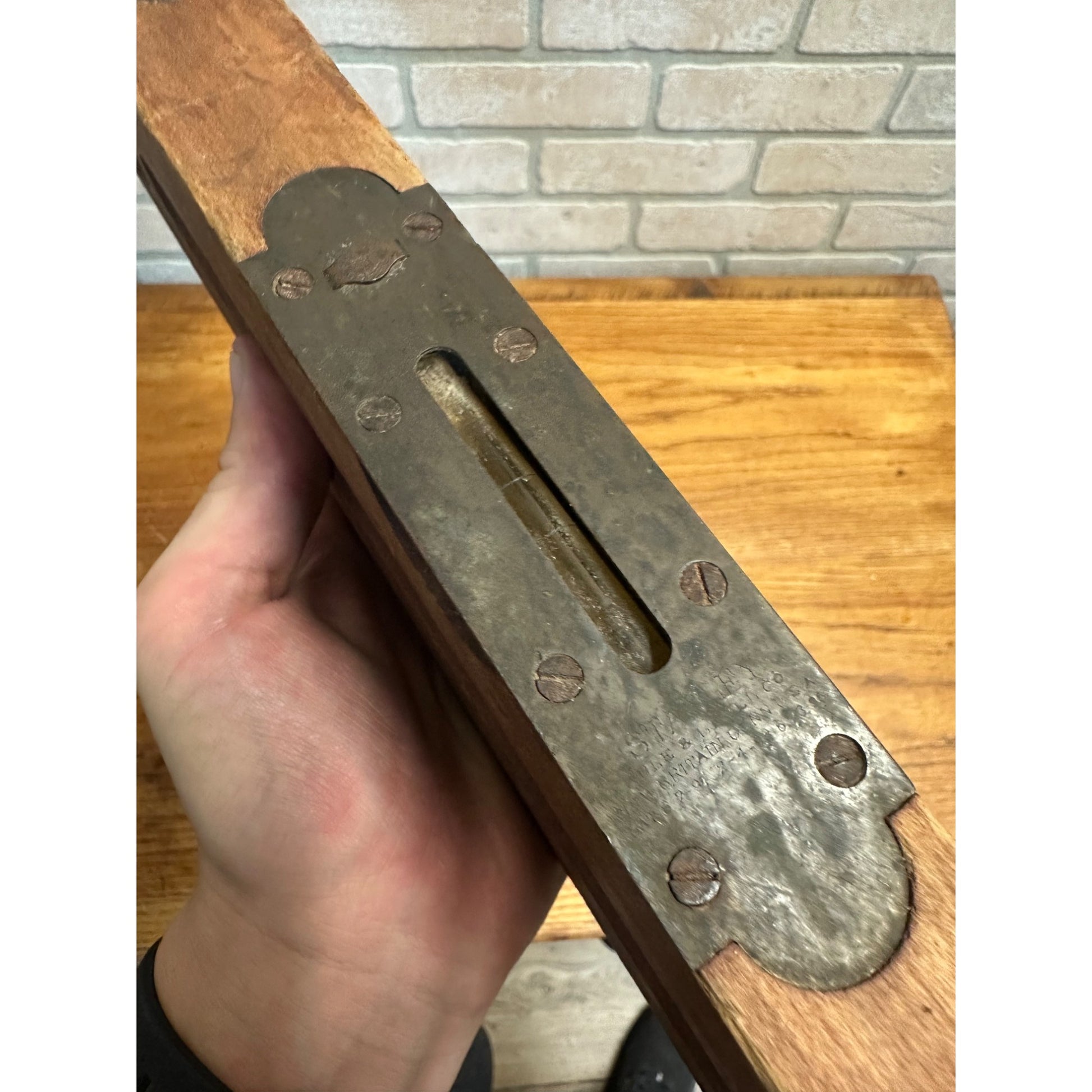 Antique Vintage Stanley Rule & Level Co. Patent 1896 Wood & Brass 26" Level