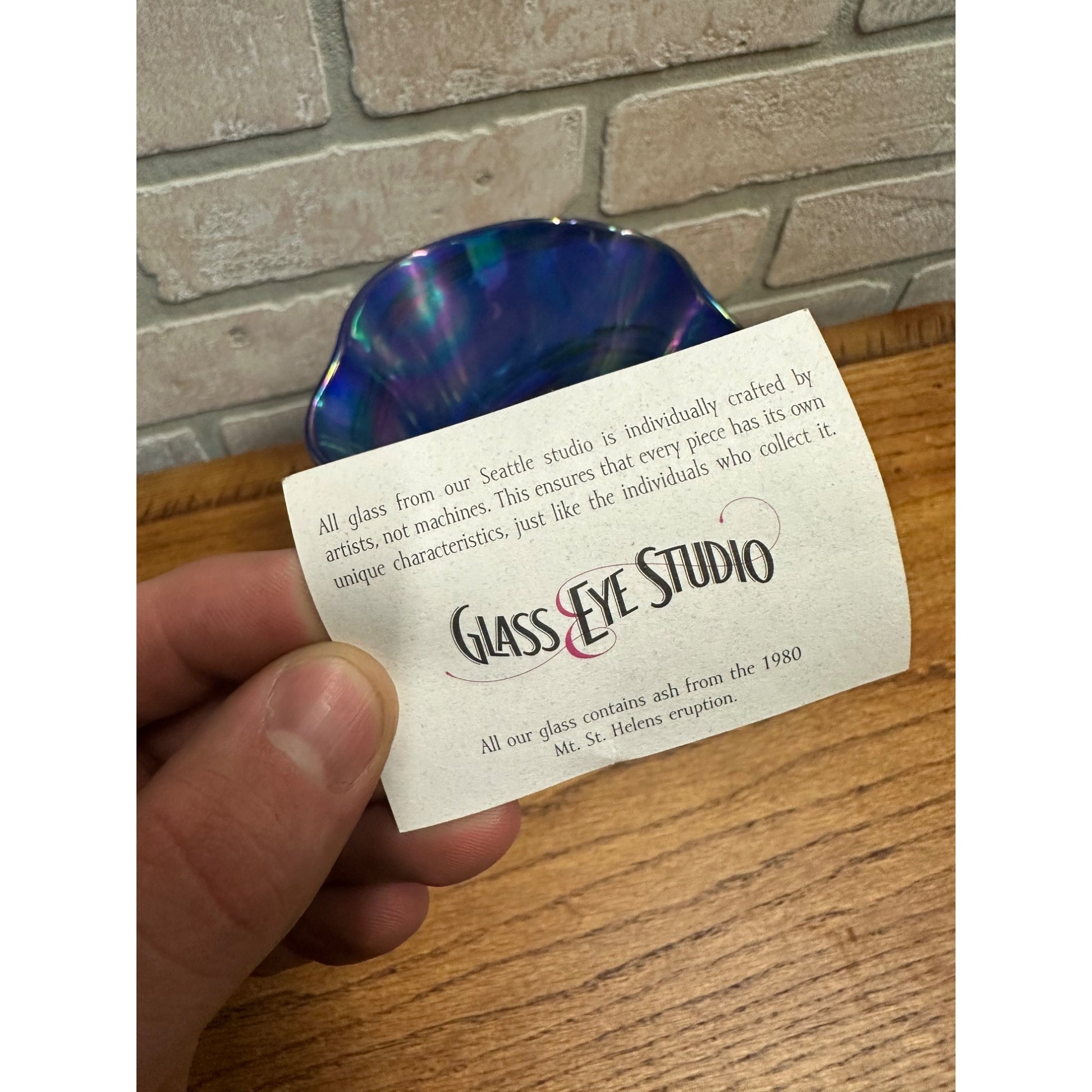 The Glass Eye Studio Seattle Cobalt Blue Iridescent Ruffled Glass Vase St Helens Ash