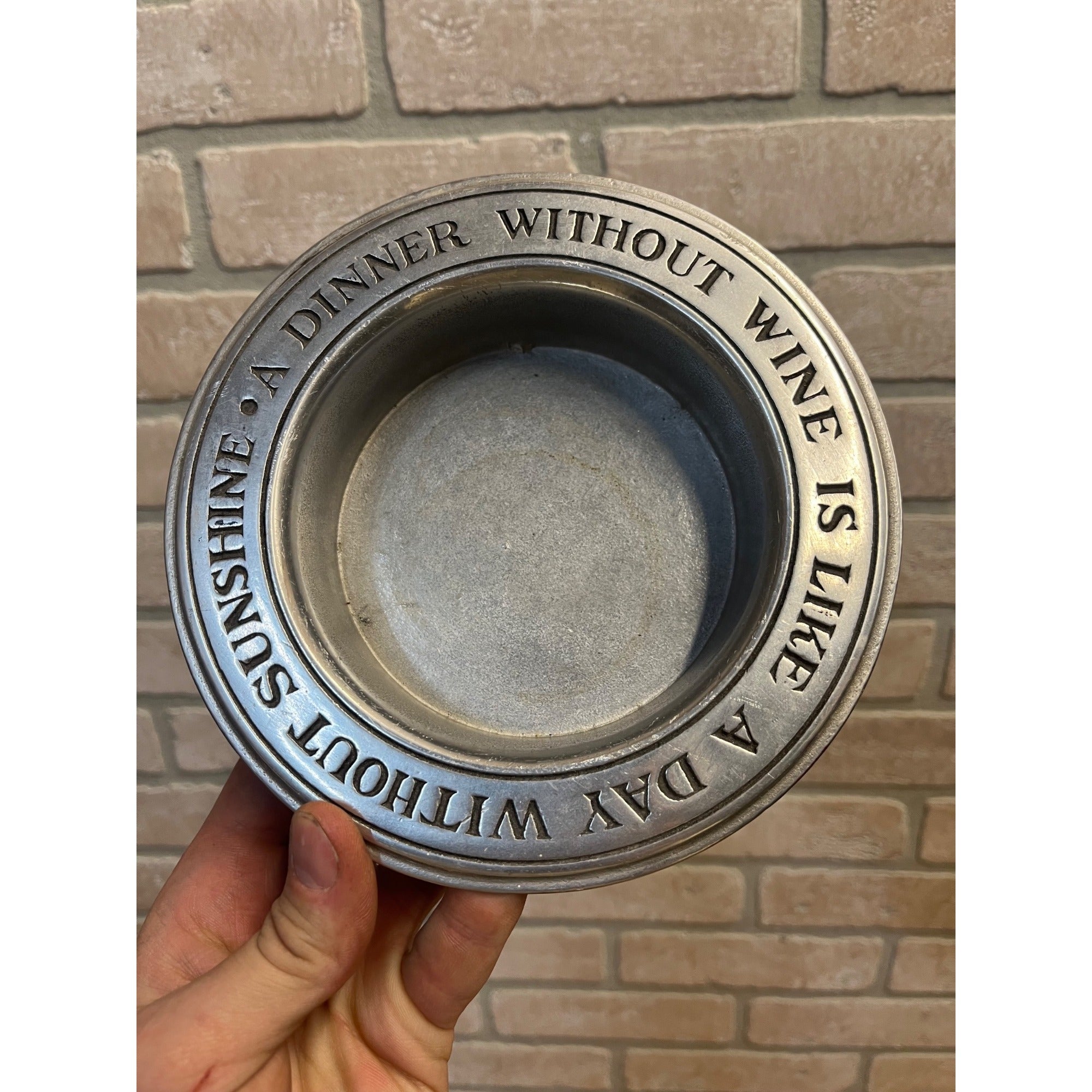 Wilton Pewter Wine Bottle Coaster Dinner Without Wine Like Day Without Sunshine
