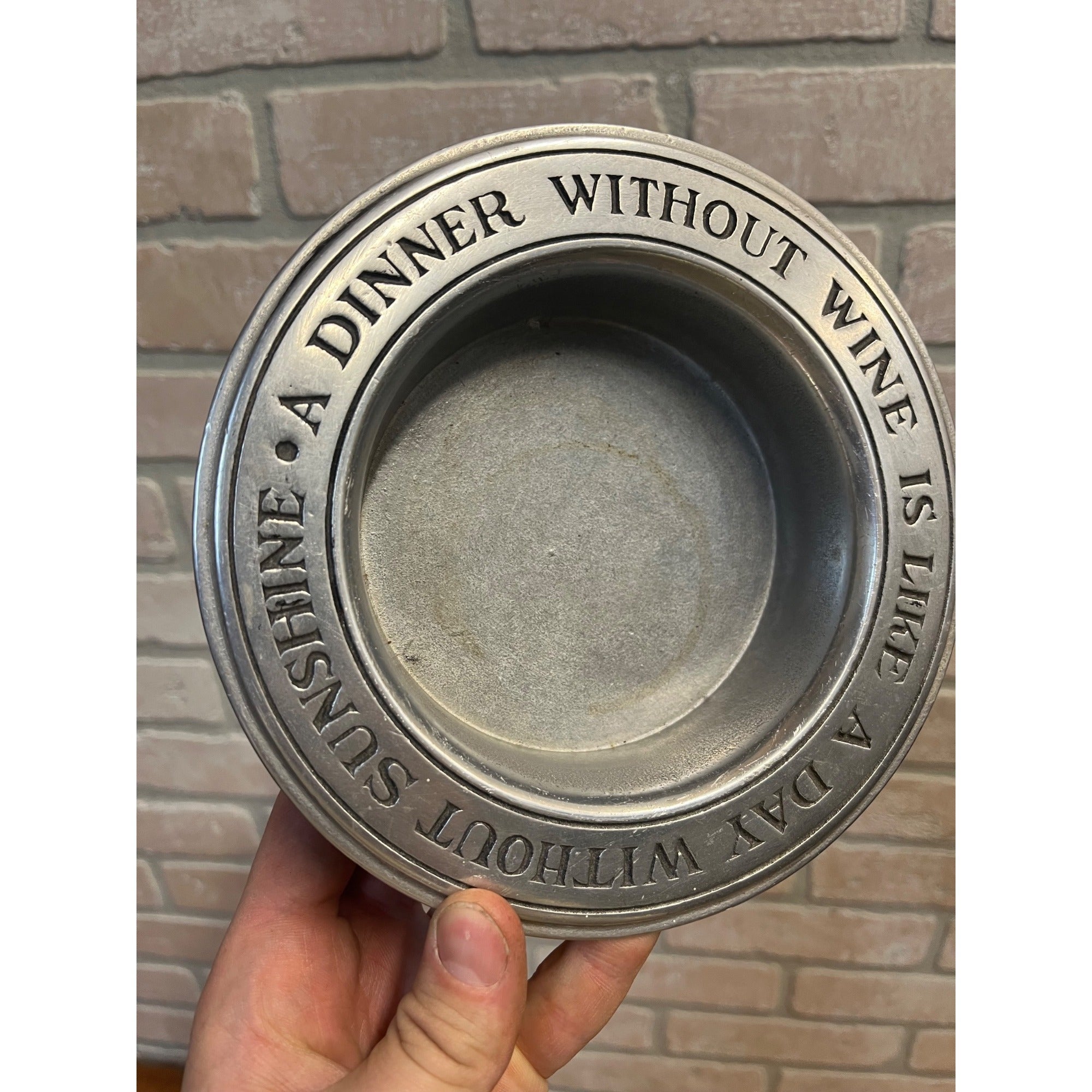 Wilton Pewter Wine Bottle Coaster Dinner Without Wine Like Day Without Sunshine