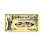 1893 WORLD'S COLUMBIAN EXPOSITION FARE TICKET “MANHATTAN DAY” UNCIRCULATED
