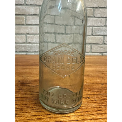 Vintage Pre-Pro Golden Grain Belt Beers Aqua Blue Glass Embossed Beer Bottle