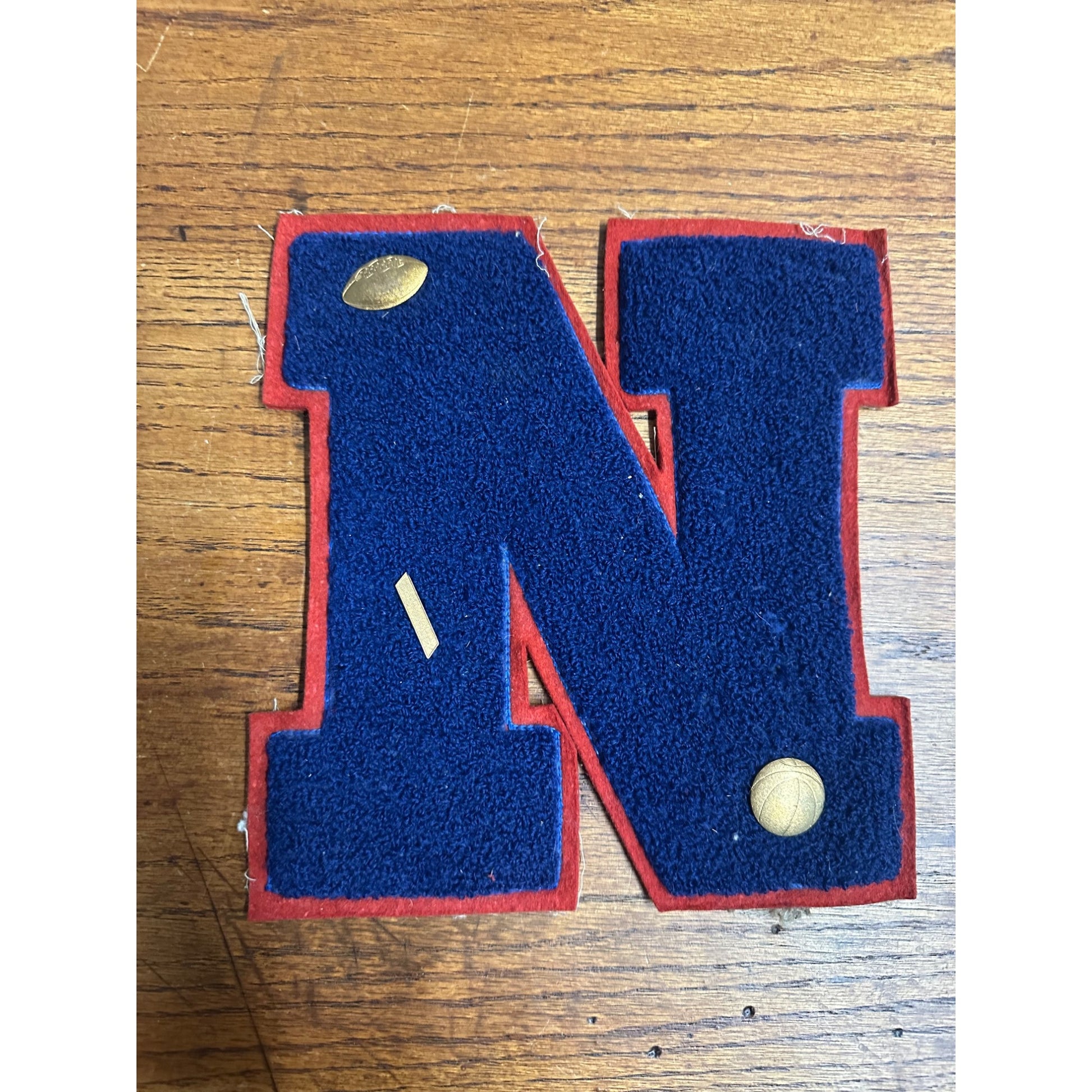 Vintage Varsity Letterman Jacket Coat Patch "N" Blue & Red Sports