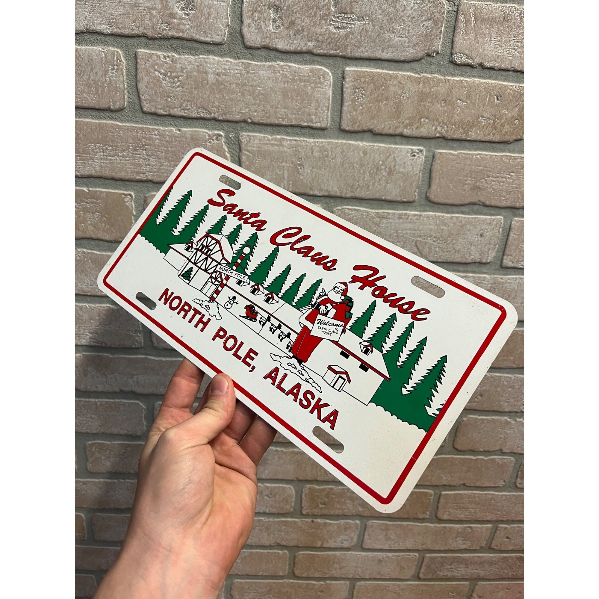 Vintage Santa Claus House License Plate North Pole Alaska Souvenir Christmas
