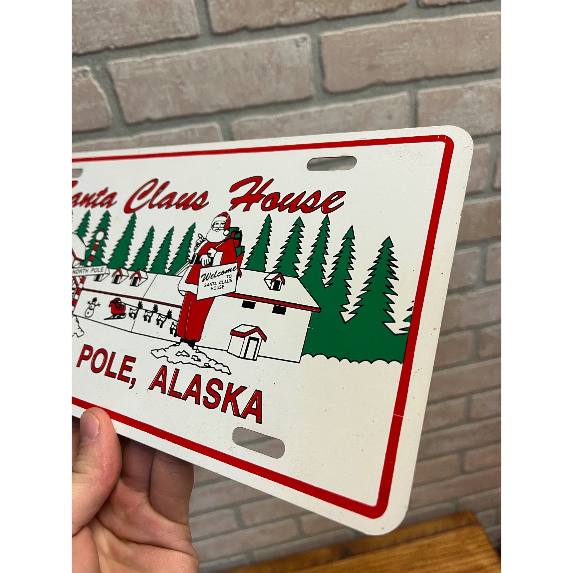 Vintage Santa Claus House License Plate North Pole Alaska Souvenir Christmas