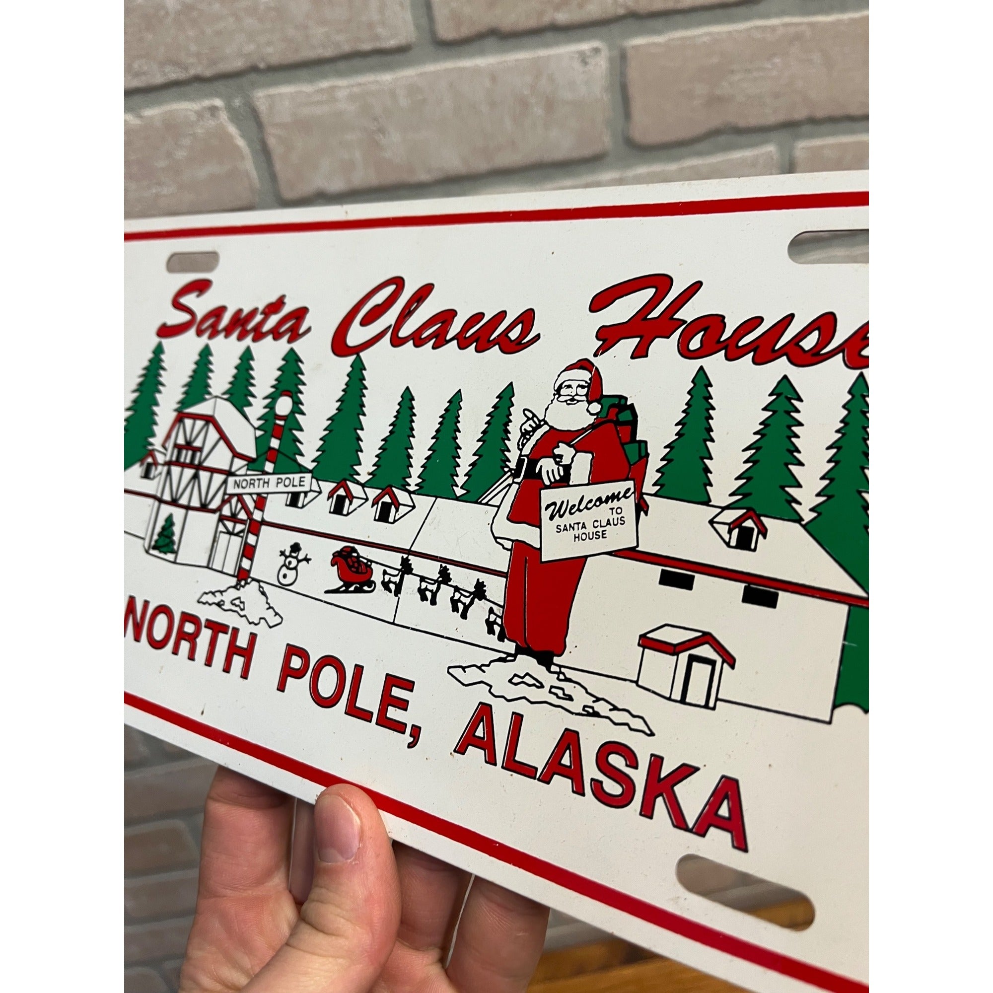 Vintage Santa Claus House License Plate North Pole Alaska Souvenir Christmas