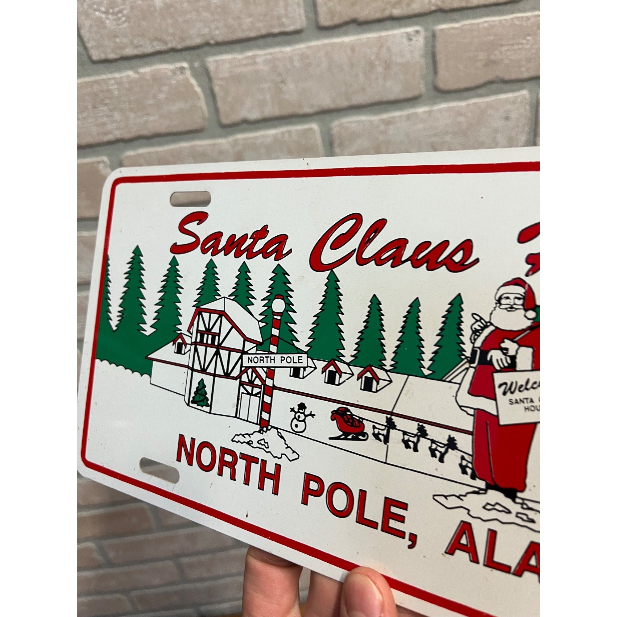 Vintage Santa Claus House License Plate North Pole Alaska Souvenir Christmas