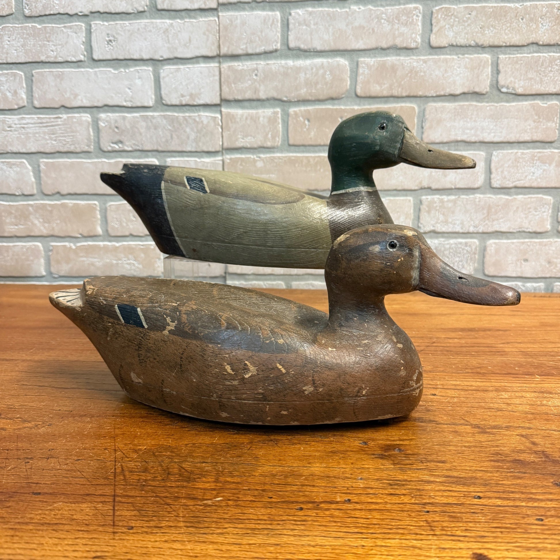 Ron Koch Vintage Mallard Pair Duck Decoy Vintage Wooden Decoy Omro Wisconsin HWD