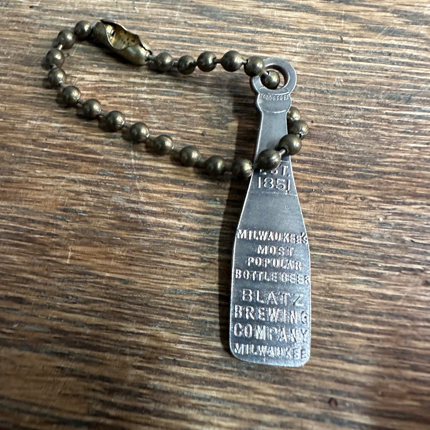 RARE Vintage 1930's Blatz Beer Old Heidelberg Brass Keychain Bottle Charm Fob