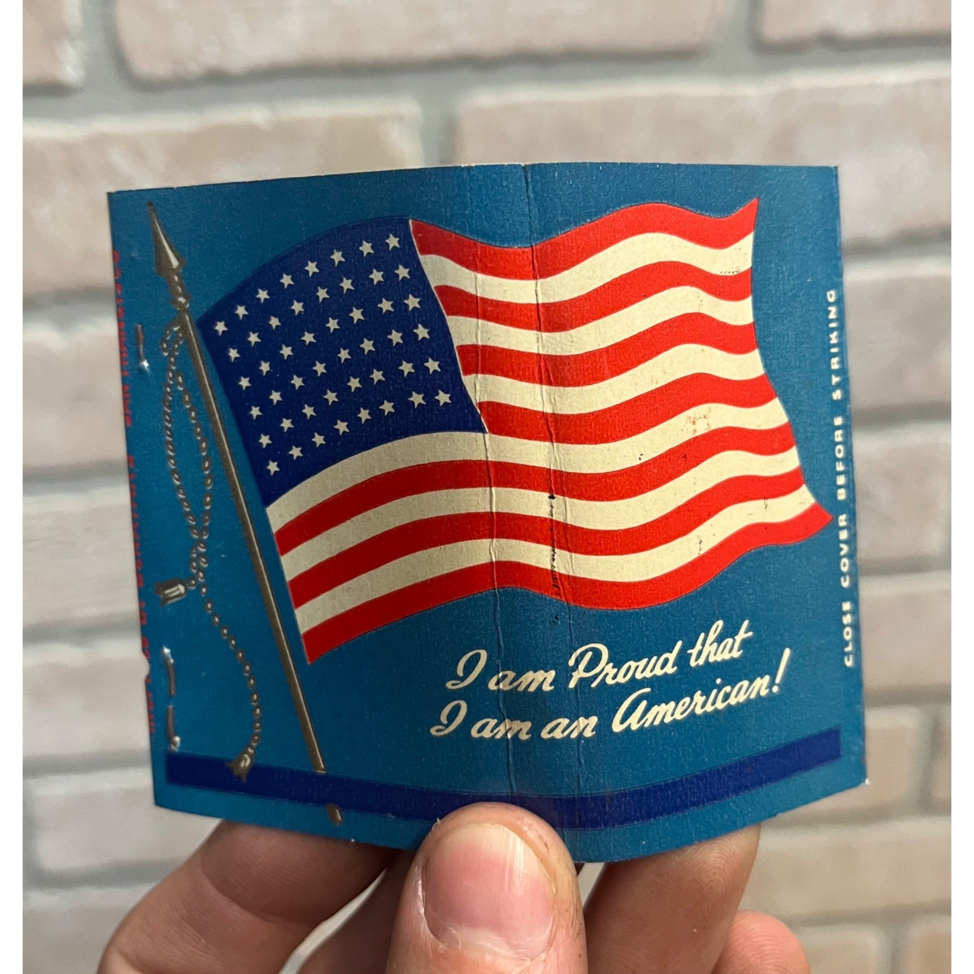 Vintage WWII Homefront Patriotic FULL Matchbook Advertising Benatars Am. Flag