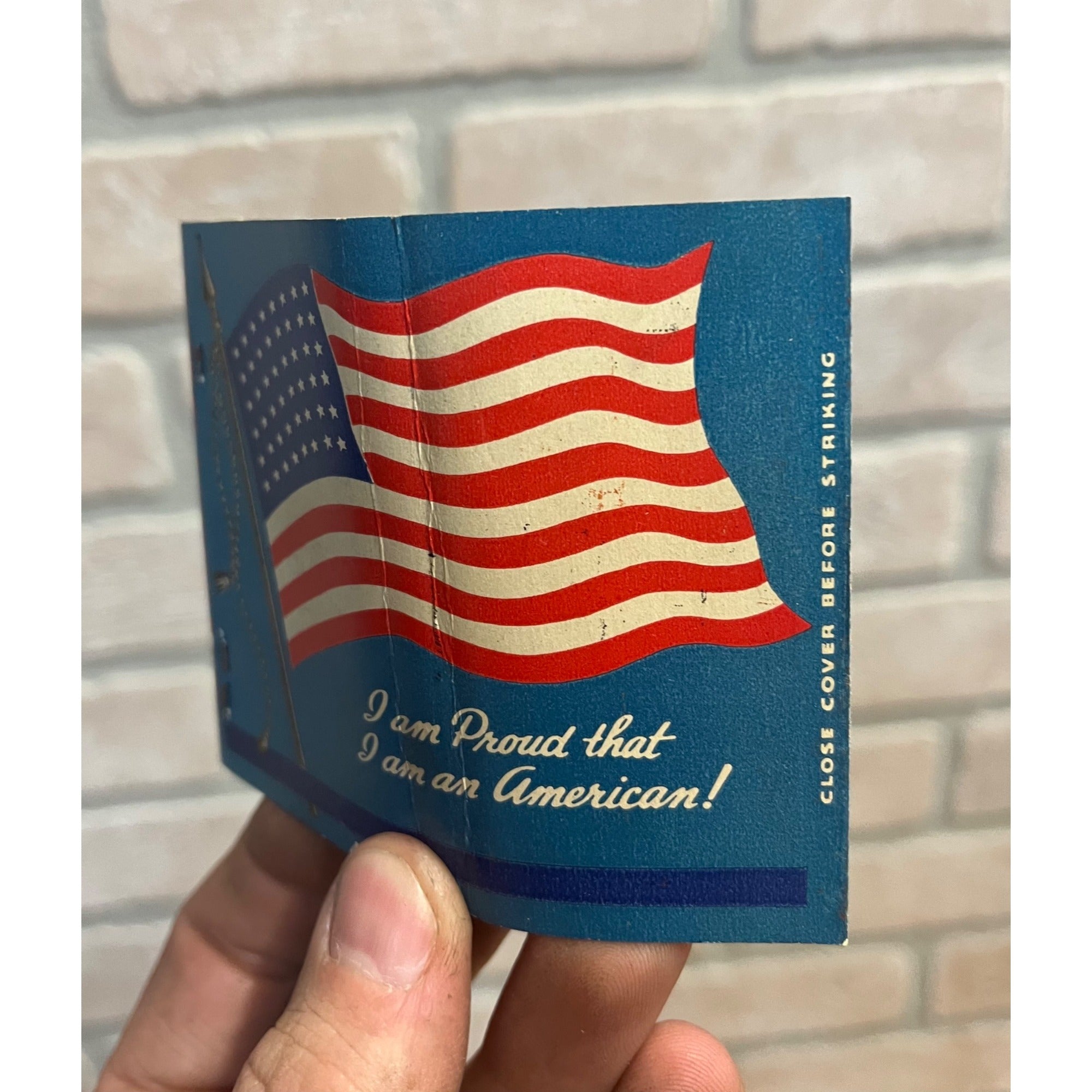 Vintage WWII Homefront Patriotic FULL Matchbook Advertising Benatars Am. Flag