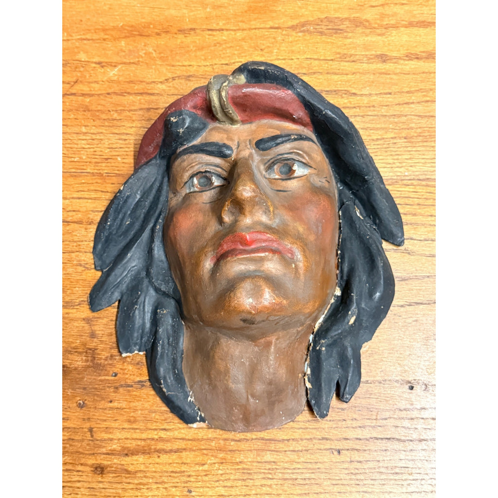 Original Vintage Native American Indians Mask Paper Mache Odd Fellows Halloween