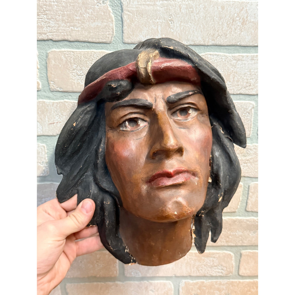 Original Vintage Native American Indians Mask Paper Mache Odd Fellows Halloween