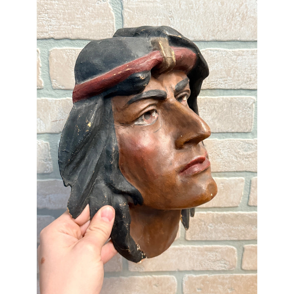 Original Vintage Native American Indians Mask Paper Mache Odd Fellows Halloween