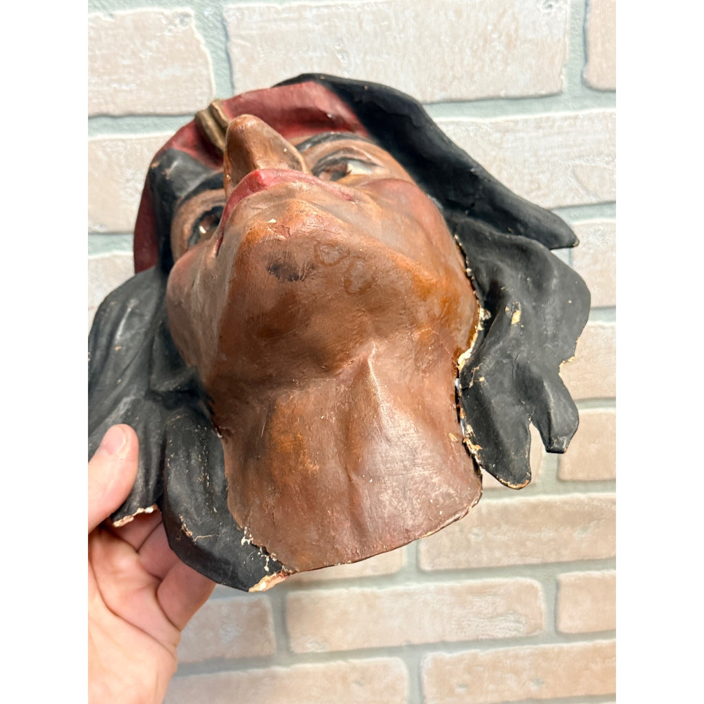 Original Vintage Native American Indians Mask Paper Mache Odd Fellows Halloween