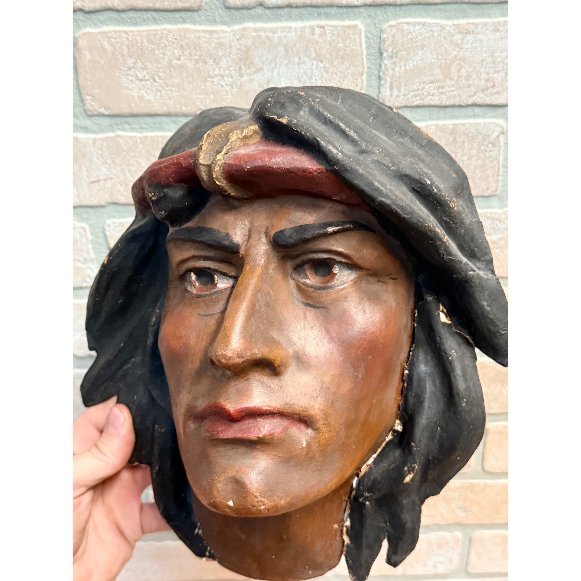 Original Vintage Native American Indians Mask Paper Mache Odd Fellows Halloween