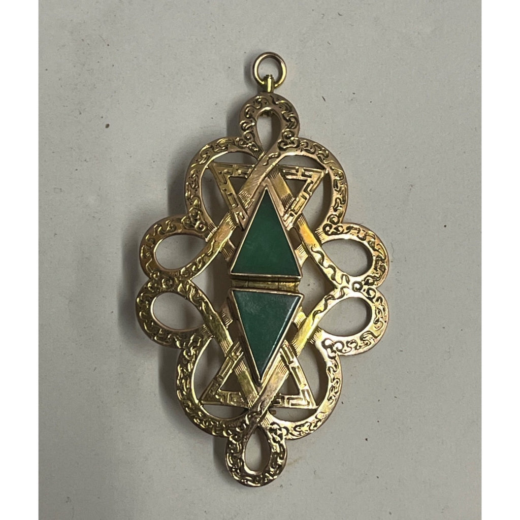 Lovely 1900s Victorian Art Nouveau 14K Yellow Gold Brooch Pendant -- 7.57g Grams