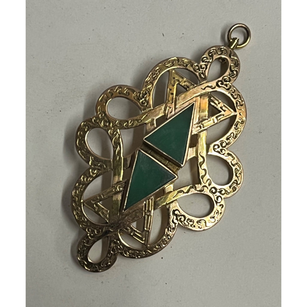 Lovely 1900s Victorian Art Nouveau 14K Yellow Gold Brooch Pendant -- 7.57g Grams