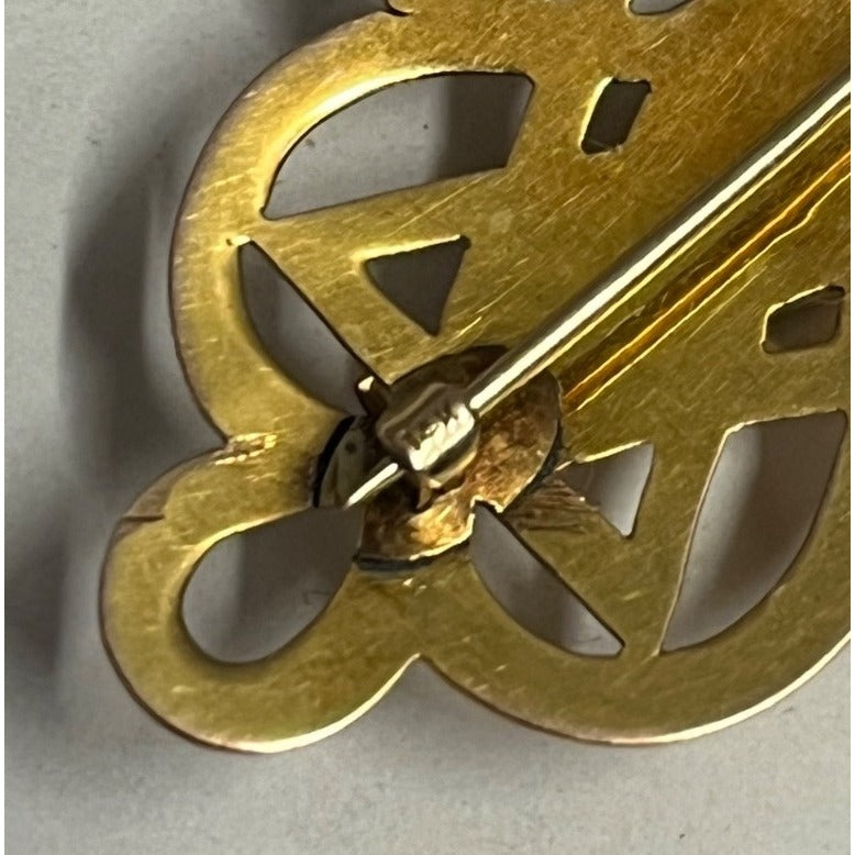 Lovely 1900s Victorian Art Nouveau 14K Yellow Gold Brooch Pendant -- 7.57g Grams