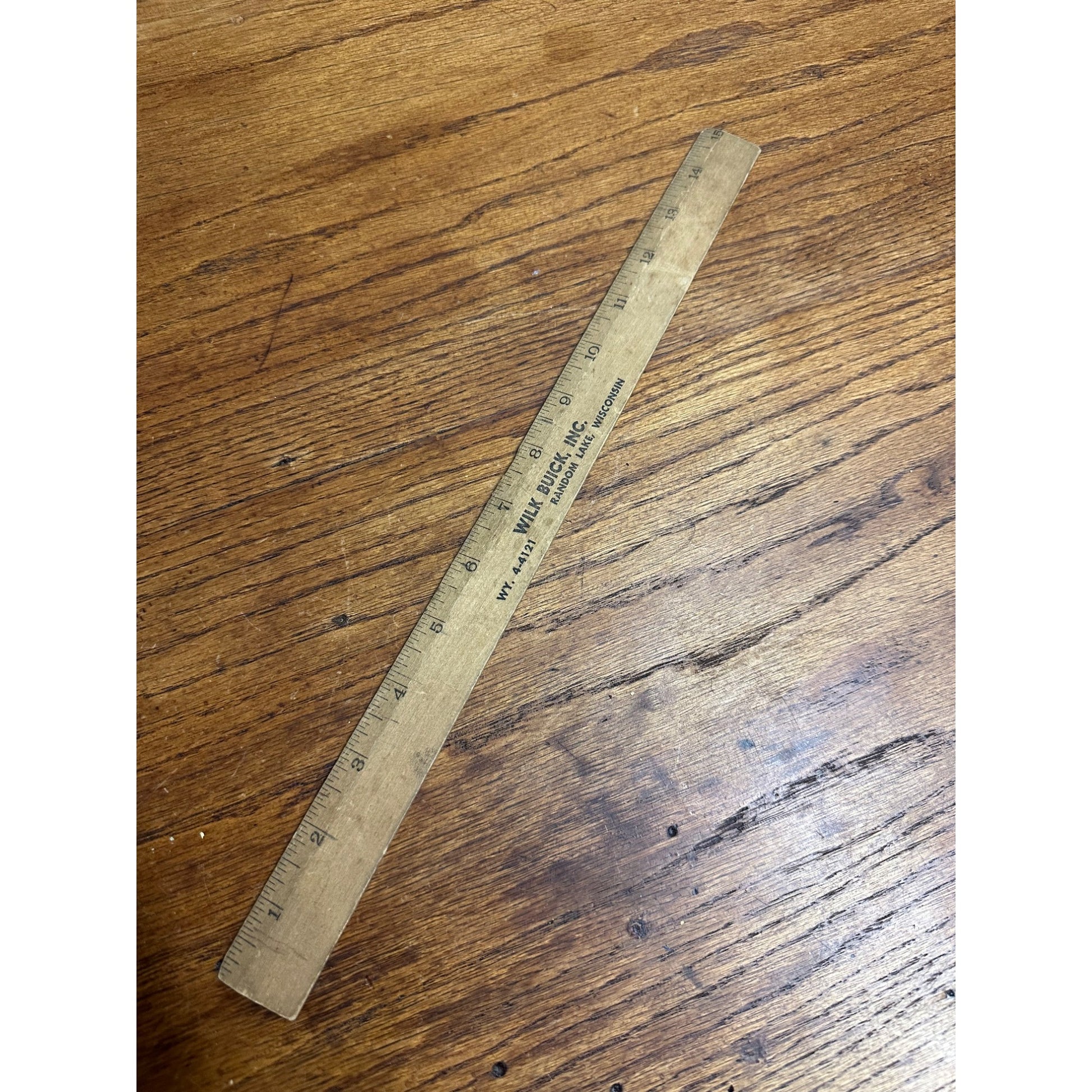 Vintage Wilk Buick Random Lake Wisconsin Advertising Wooden Ruler