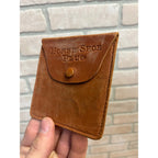 Vintage Horse Shoe Chewing Tobacco Plug Leather Pouch With Snap Flap Closure