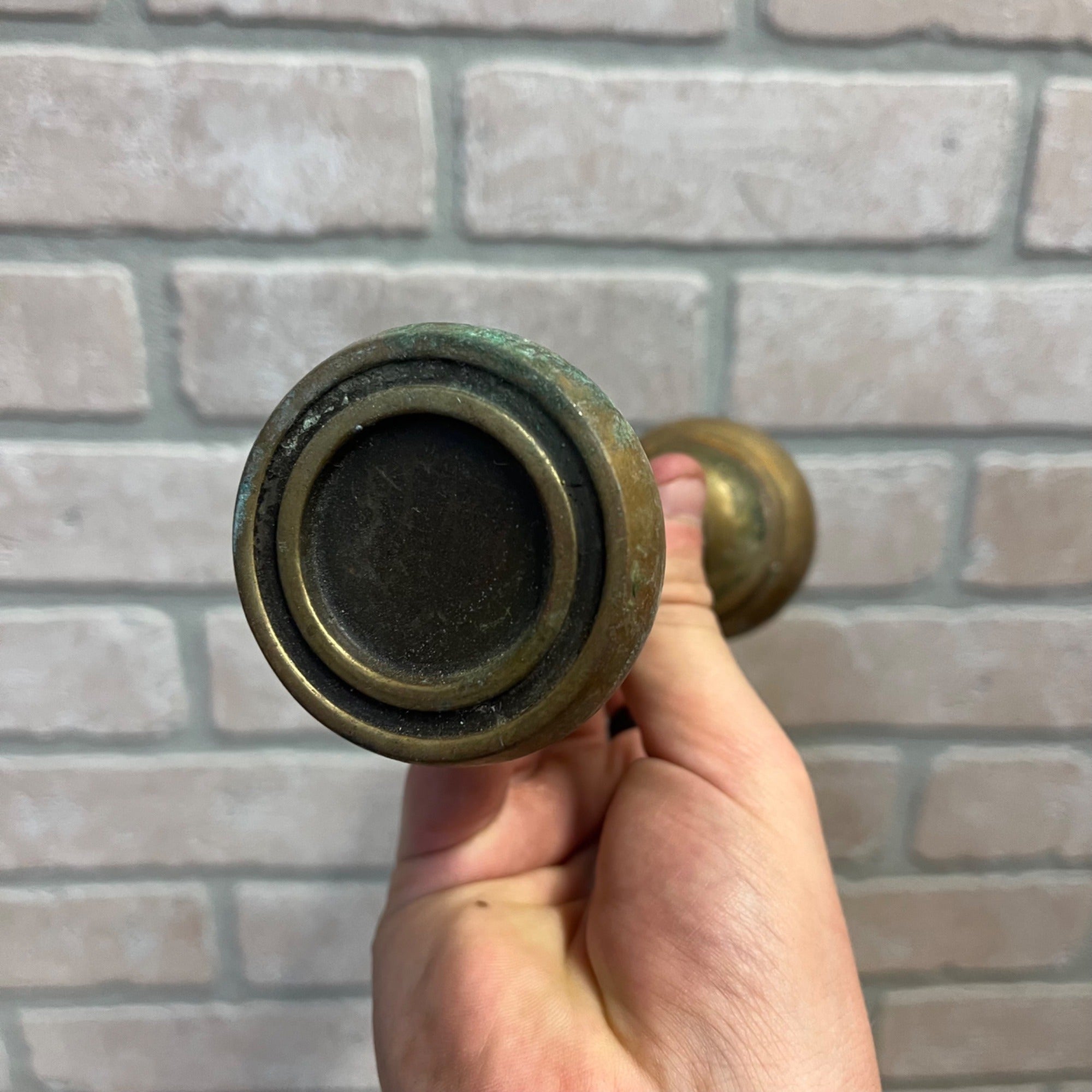 Vintage Brass Hollow Concentric 2"Pair Door Knobs Architectural Salvage