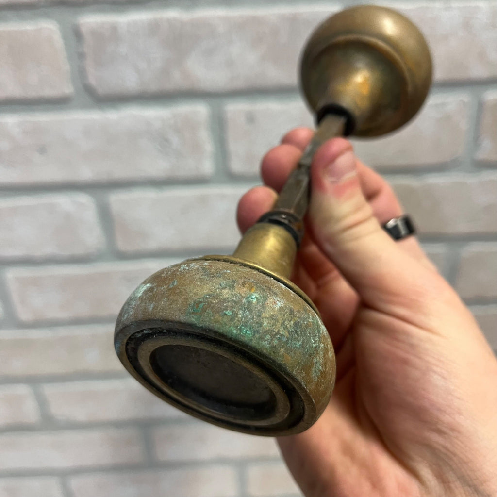 Vintage Brass Hollow Concentric 2"Pair Door Knobs Architectural Salvage