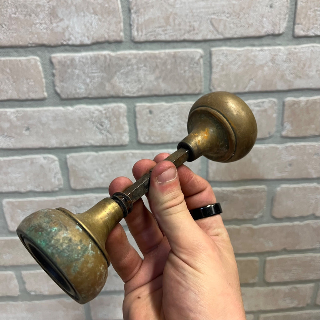 Vintage Brass Hollow Concentric 2"Pair Door Knobs Architectural Salvage
