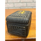 Vintage Borghese Black Ceramic Trinket Box Jewelry Casket Gold Gilt Lidded