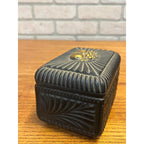 Vintage Borghese Black Ceramic Trinket Box Jewelry Casket Gold Gilt Lidded
