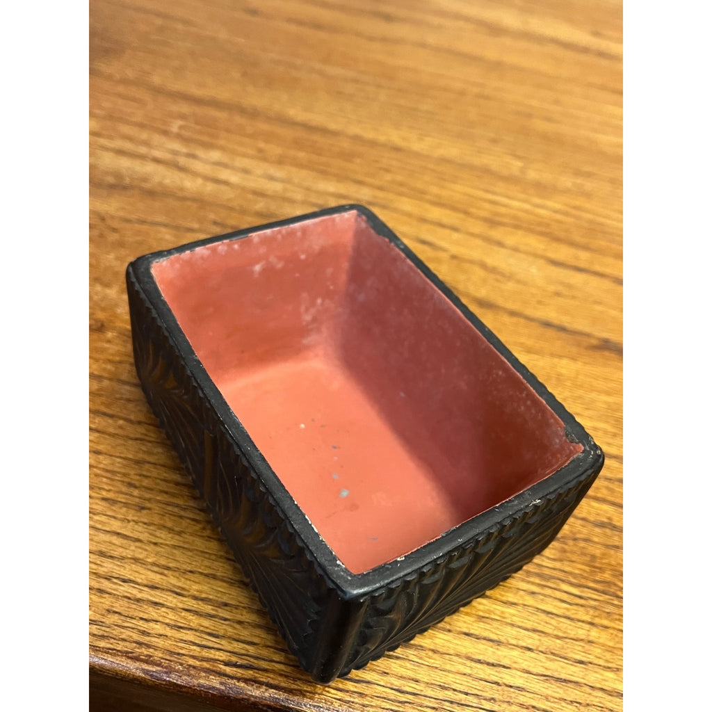 Vintage Borghese Black Ceramic Trinket Box Jewelry Casket Gold Gilt Lidded