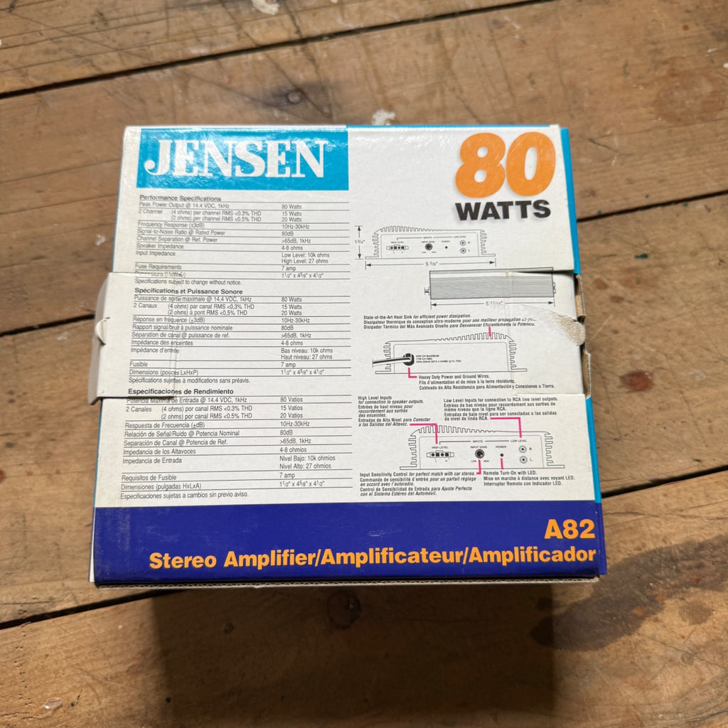 Jensen A82 Stereo Amplifier 40 Watts Max x 2 80 Watts w/ Box